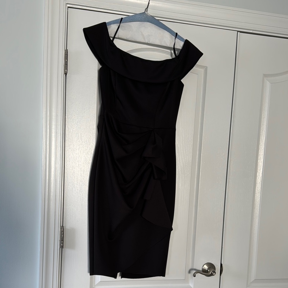 Xscape Elegant Black Off-Shoulder Dress